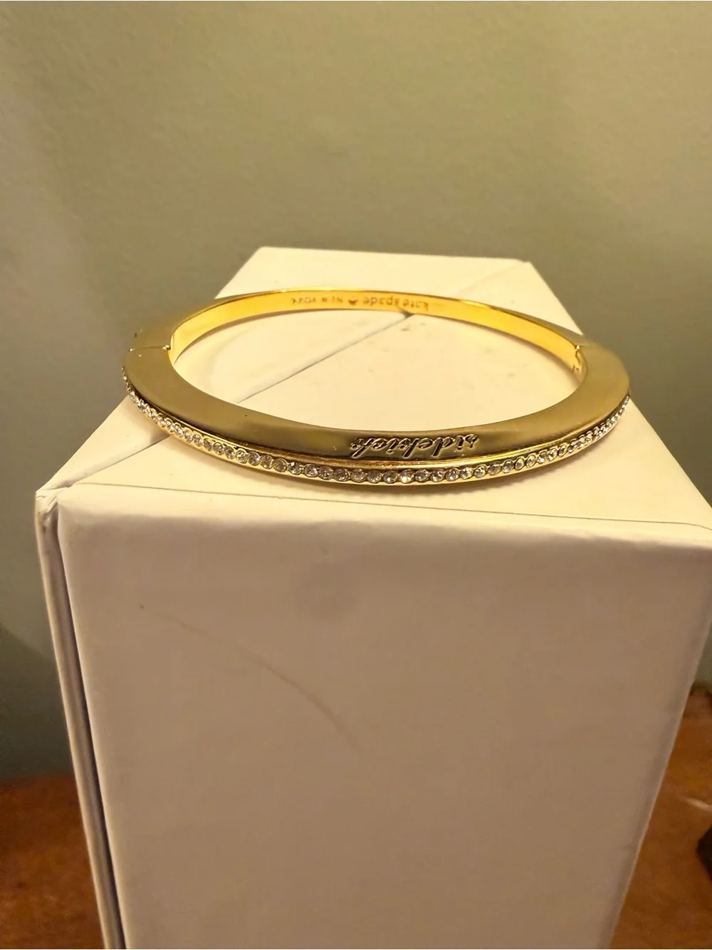 kate spade Sidekick Gold Crystal-Trim Hinged Bangle Bracelet - Picture 10 of 12